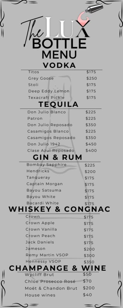 bottle menu